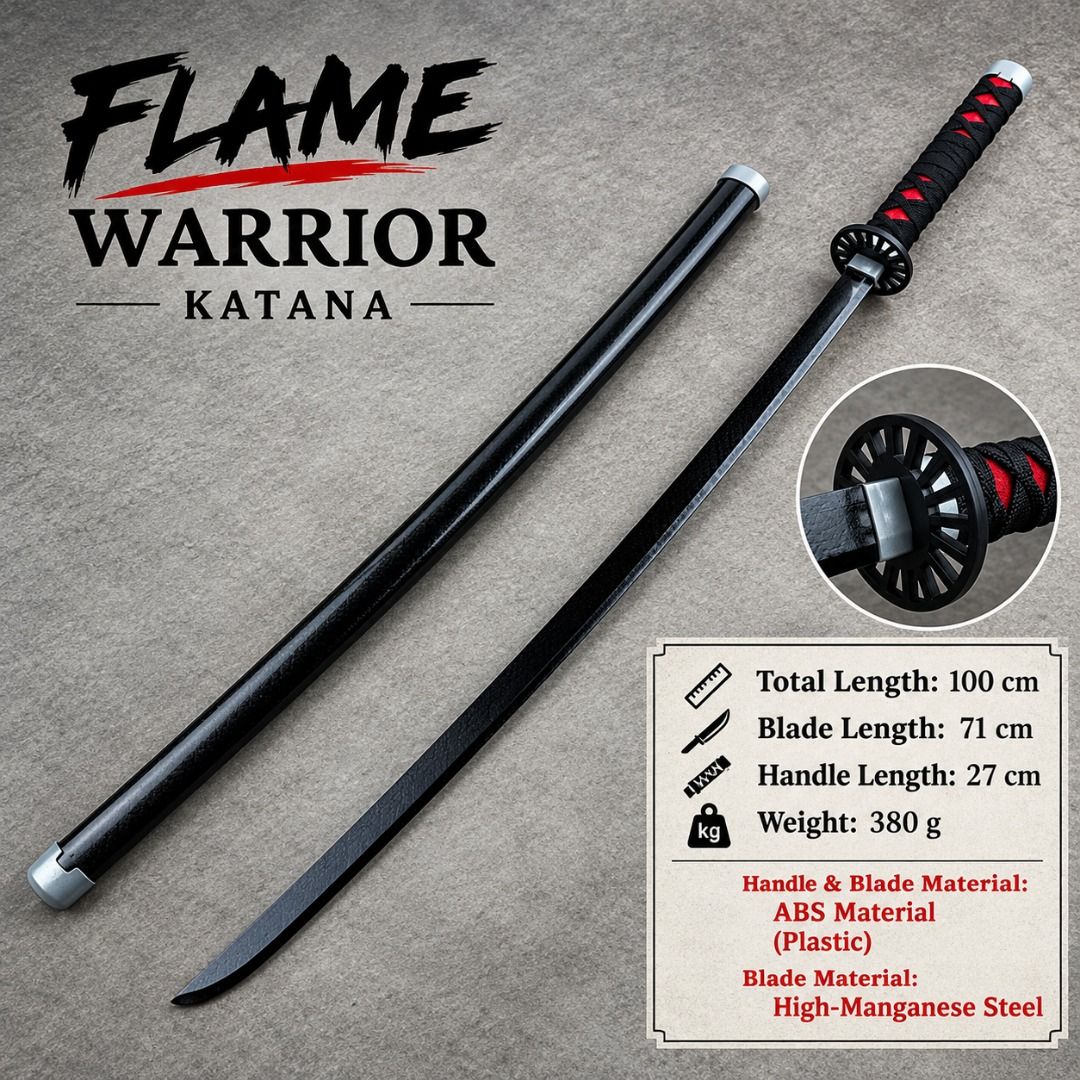 Flame Warrior Katana Sword Samurai - Great for Cosplay, Aesthetic Room ...