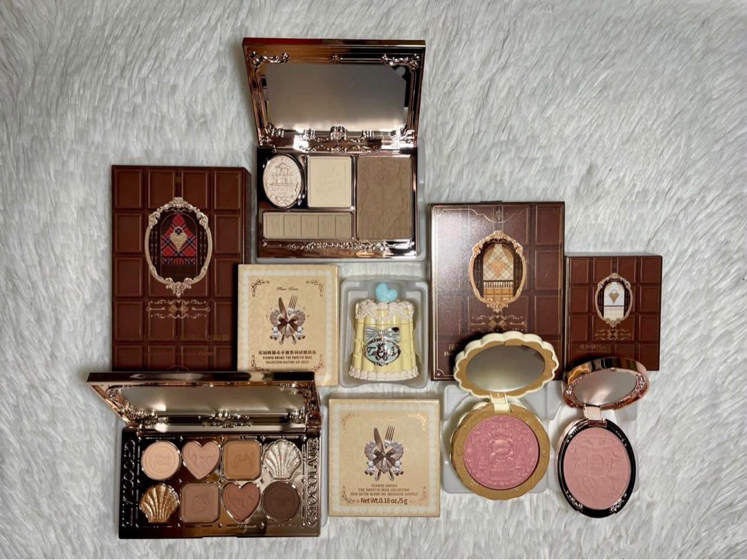 Flower Knows Makeup Bundle III (Category: Makeup) located in Las Pinas. Submitted by rich.collects (Listing ID 1466474371, Image 2). Description: 🍫 Chocolate Wonder-Shop Eyeshadow Palette - 01 The Nutcracker 🍫 Chocolate Wonder-Shop Highlighter and Contour 🍫 Chocolate Wonder-Shop Embossed Blush - 01 Bedtime Story 🍫 The Sweetie Bear Silk Satin Blush - S01 Shimmer Soufflé (Global) 🍫 The Sweetie Bear Coating Lip Jelly - JE02 Puff Bear.