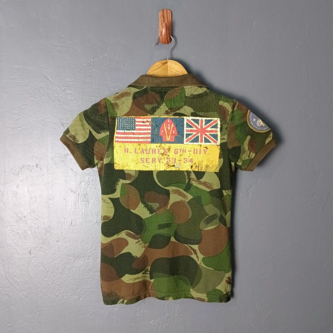 For Kids - Ralph Lauren (Category: Babies & Kids Fashion) located in Bacolod City. Submitted by drop.ph (Listing ID 1466435903, Image 3). Description: Ralph Lauren - Camo Polo Authentic *Size 5yrs - 13x18, 19 back *Excellent cloth *Crack prints at the back *Price: 499php *Add SF if outside Bacolod City.