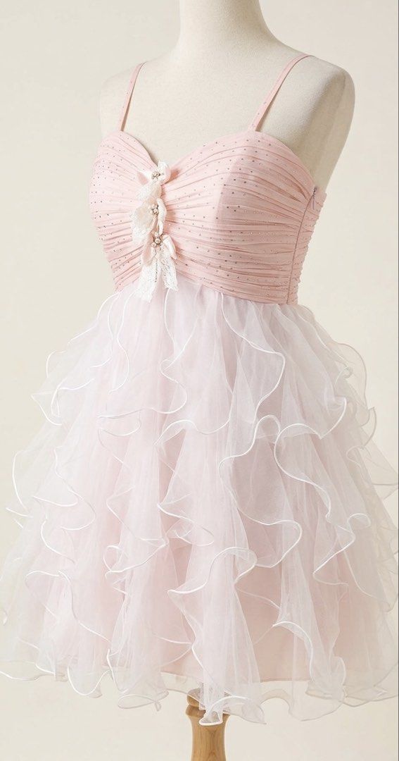 [FOR RENT] Pink Spaghetti Strap Ruffle Mini Dress (Category: Dresses) located in Manila. Submitted by trendify.collections (Listing ID 1466382303, Image 2). Description: - Color: Pink - Style: Spaghetti strap dress small to med ₱300 rent manila.