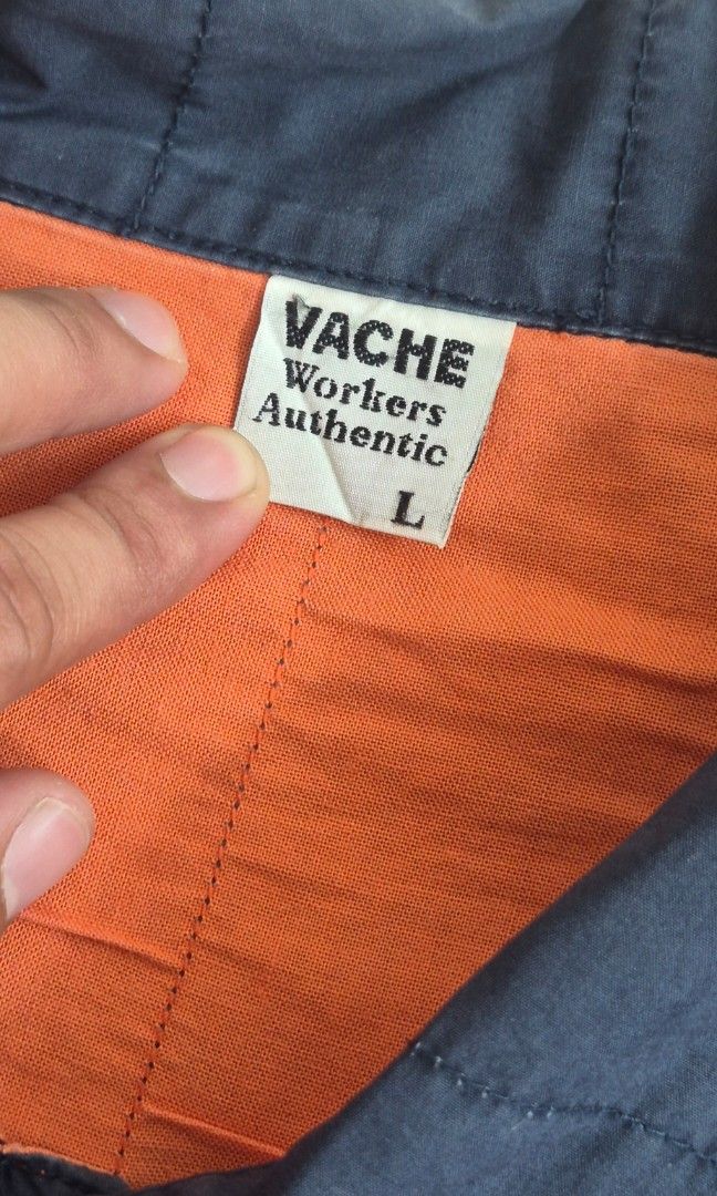 For Sale: Vache Mechanic Workwear Jacket (Category: Coats, Jackets and Outerwear) located in Pasig City. Submitted by radcuratesclothing2026 (Listing ID 1466464955, Image 2). Description: 🌺 For Sale 🌺 Vache Mechanic Workwear Jacket •Size Large(fits like a boxy medium) •Used with care •Vertical lining stitch on the outside, orange lining inside •Japanese brand •P1,500 •Pasig #RadCuratesClothing.