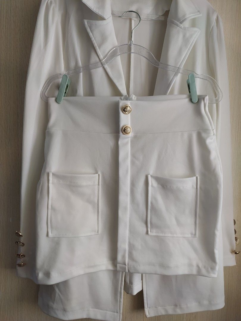 Formal Coordinates (Category: Sets or Coordinates) located in Bacoor. Submitted by lieze (Listing ID 1466431621, Image 2). Description: used once only for photoshoot small size both blazer and mini skirt from hk.