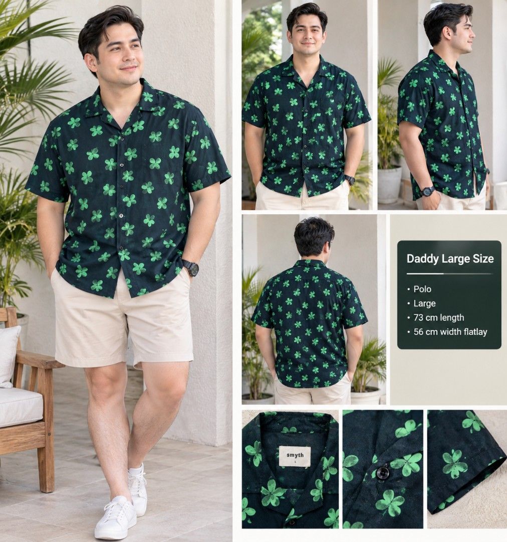 Formal polo green black leaves design button top (Category: Formal Shirts) located in Quezon City. Submitted by niceprelovedstuffsymc (Listing ID 1466399873, Image 1). Description: .