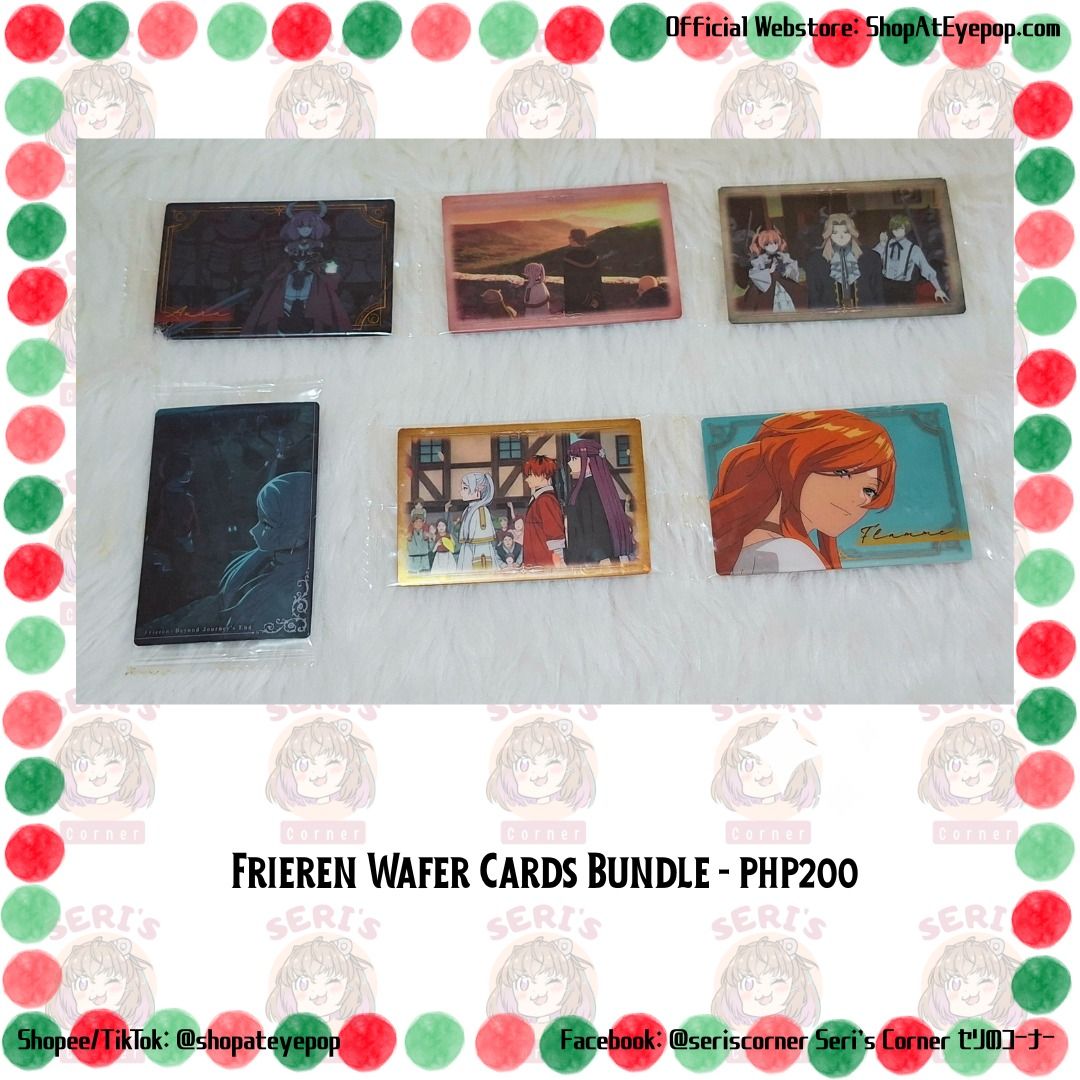 FRIEREN CARDS BUNDLE - PHP 200 (Category: Character Goods) located in Las Pinas. Submitted by seriscorner (Listing ID 1466399120, Image 1). Description: FRIEREN CARDS BUNDLE - PHP 200 ------Courier: SPX Xpress (sf c/o buyer) We accept payments via BDO, Maribank, GoTyme, and GCash..