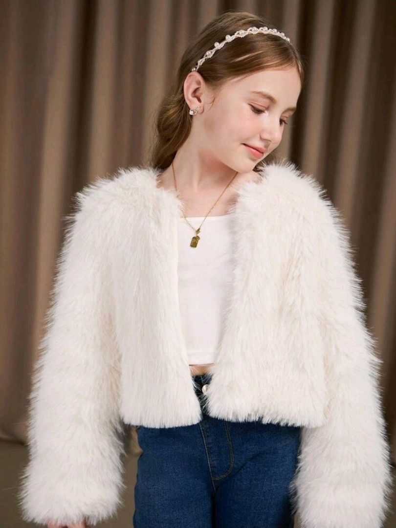 Furry Jacket for kids (Category: Babies & Kids Fashion) located in Quezon City. Submitted by preloved_by_mariekondo (Listing ID 1466451947, Image 2). Description: Fluffy, faux fur jacket in white. Used once for a costume party. Fits girls 8-9yo.