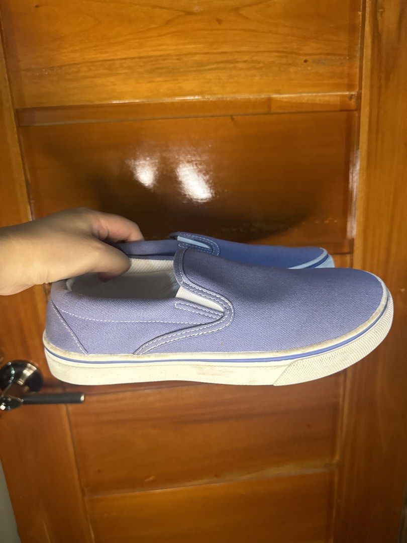 George Blue Canvas Slip-On Shoes (Category: Casual Shoes) located in Baguio. Submitted by heath2600 (Listing ID 1466452955, Image 3). Description: - Brand/Model: George canvas slip-on shoes - Color: Nice blue shade with matching blue trim on white rubber soles - Condition: Clean, hardly worn (like new) - Style: Easy casual wear - Best for: Everyday errands or hanging out.