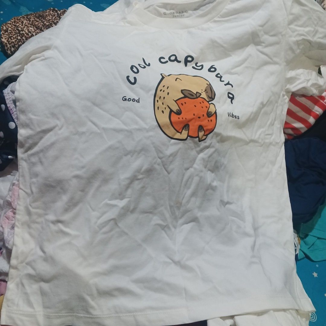 Giordano T-shirt junior (Category: Babies & Kids Fashion) located in Candaba. Submitted by ZaiSa14 (Listing ID 1466561291, Image 1). Description: original Giordano made in hongkong 400 each pure cotton girl and boy or for take all 700.