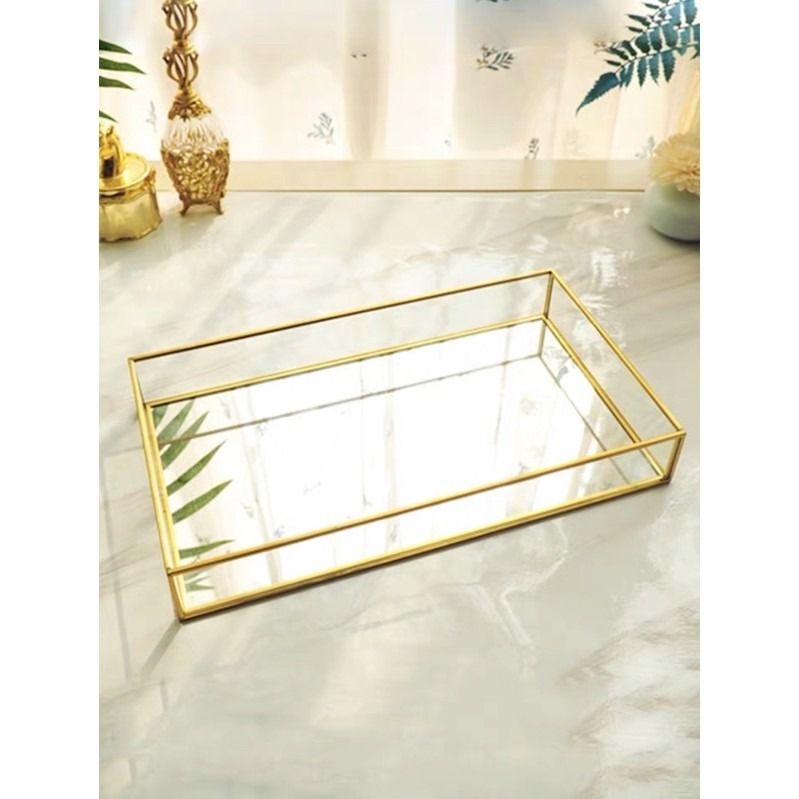 Gold Glass Mirror Tray Vanity Organizer (Category: Mirrors) located in Manila. Submitted by winterbliss (Listing ID 1466462675, Image 2). Description: 🌟Rectangular - Size: Medium: 30 * 20 * 5 (cm) Large: 35 * 20 * 5 (cm) - Package size: 40 * 25 * 10 (cm) - Weight: ~ 0.7kg 🌟Square - Size: 25 * 25 * 4 (cm) - Package size: 26.5 * 8 * 26 (cm) - Weight: ~ 0.6kg 🌟Octagonal - Size: Small: 20 * 14 * 4 (cm) Large: 30 * 20 * 5 (cm) - Package size: 17.5 