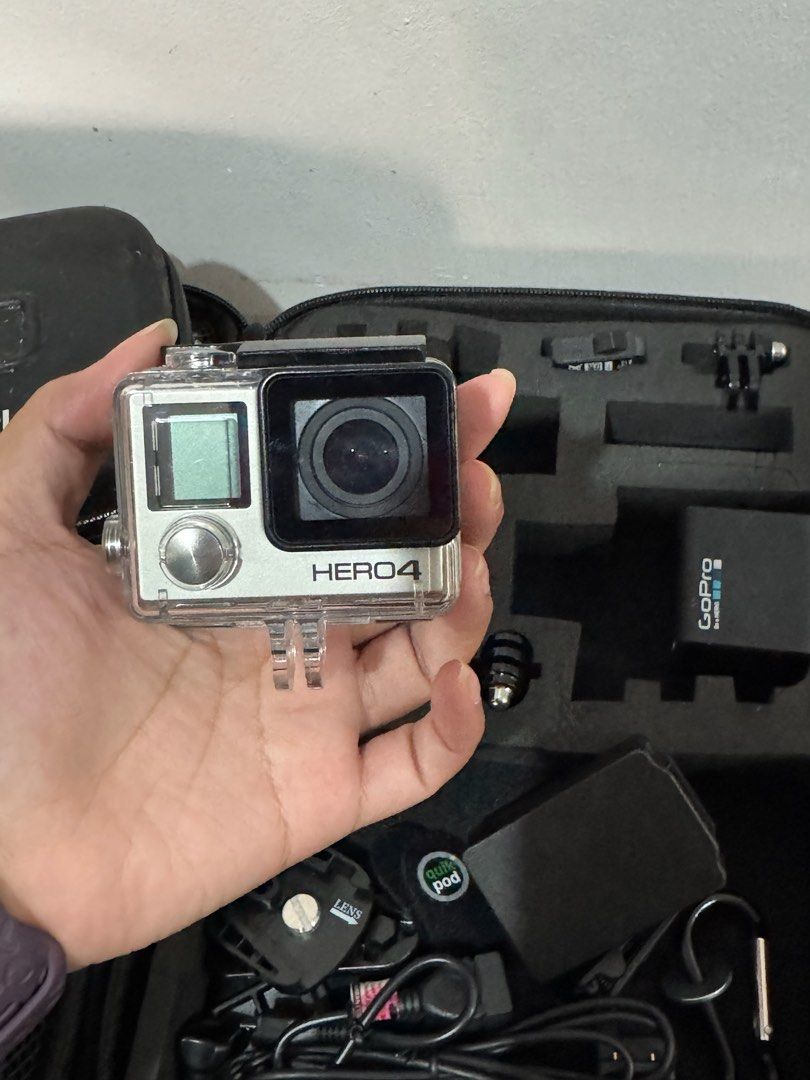 GoPro HERO4 Action Camera with Case and Accessories (Category: Cameras) located in Makati City. Submitted by yohanzen (Listing ID 1466514857, Image 2). Description: - GoPro Hero4 action camera - Includes waterproof housing for underwater recording - Comes with 2 sturdy carrying case featuring custom foam slots, one Big and one small - Includes a variety of mounts, cables, and accessories - Perfect for outdoor trips, travel, and action sports - Re