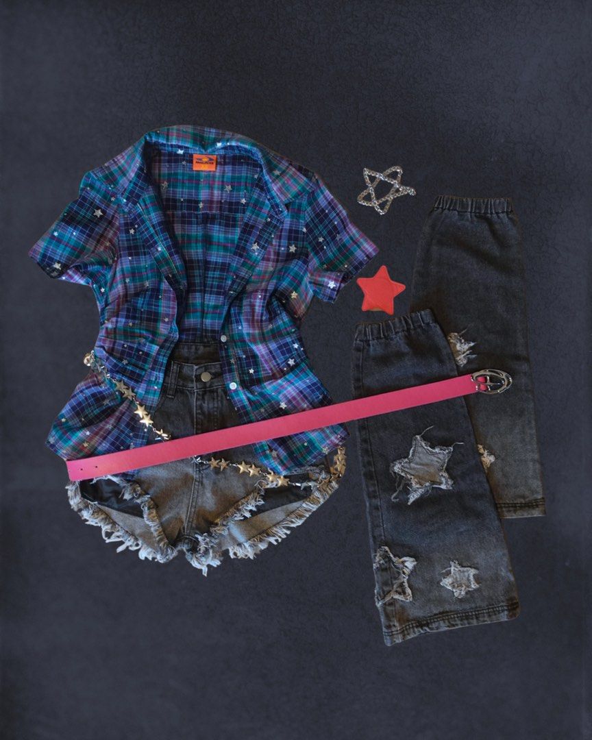 Gray Star Shorts + Leg Warmers Set (Category: Other Bottoms) located in Manila. Submitted by rezipp.official (Listing ID 1466496084, Image 2). Description: ✮ A grunge pair of ripped gray shorts and matching star-adorned leg warmers ✮ — ⟢ Category: Bottoms ⟢ Brand: N/A ⟢ Condition: Brand New ⟢ Image 2 shows a possible outfit combination, additional items are not included 📏 MEASUREMENTS ⟢ Size: XS ⟢ Fit: Fitted ⟢ Cut: High ✨ FEATURES ⟢ Material: D