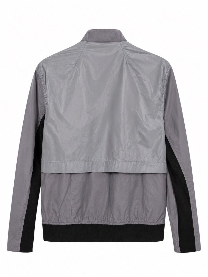 Grey Lightweight Bomber Jacket with Black Contrast Details (Category: Coats, Jackets and Outerwear) located in Manila. Submitted by arione1224 (Listing ID 1466456834, Image 2). Description: - Style: Grey bomber jacket with black side panels - Closure: Full front zip with stand collar - Details: Shoulder epaulets and two front pockets - Fabric: Lightweight and easy to layer - Condition: Clean inside and out.