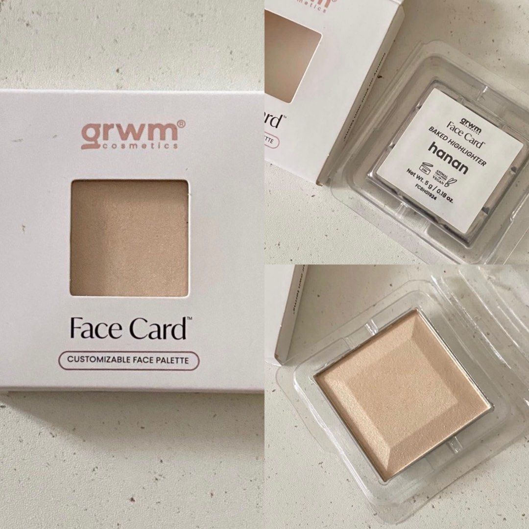 Grwm Face Card Baked Highlighter Hanan (Category: Makeup) located in Binan City. Submitted by myprelovedhaul (Listing ID 1466411813, Image 2). Description: - swatched! - last price posted! - please message only if sure buyer! - limited replies only. - Available unless mark as sold. - Ship via j&t or lalamove for same day. -Mode of payment: Gcash 📍Biñan Laguna .