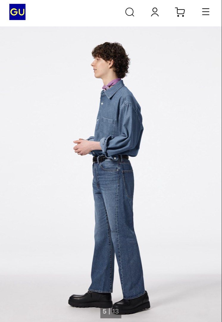 GU Denim Blue Jeans (Category: Jeans) located in Cavite. Submitted by yakultjeni85475 (Listing ID 1466477726, Image 1). Description: - Brand: GU - Color: Medium blue wash with light fading through the thighs - Fit: Classic straight fit - Details: Standard five-pocket design, belt loops, front button closure - Style: Versatile staple, easy to pair with t-shirts or button-downs.