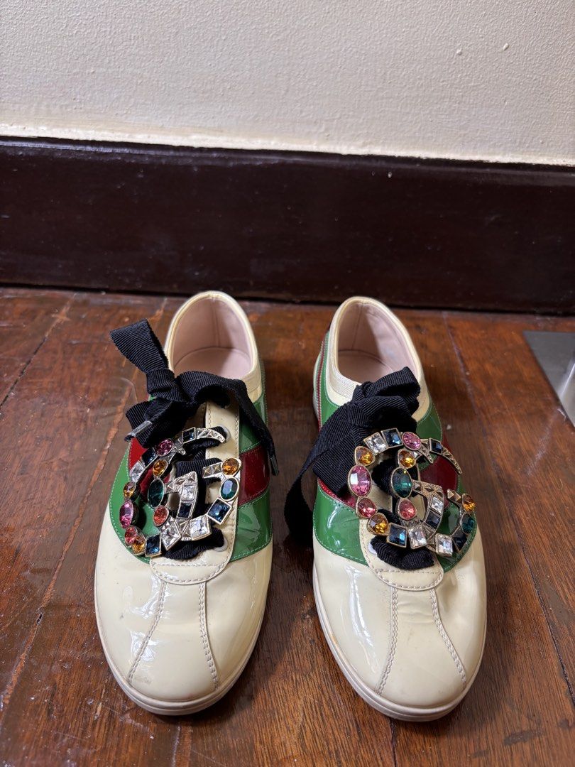 Gucci Patent Sneakers (Category: Sneakers) located in Manila. Submitted by earlylifecrisis3 (Listing ID 1466435706, Image 1). Description: Size 37 Condition 8.5/10 Measure it by inch Insole: 9.5 Outsole: 10 Heels: 1 •Refund / Returns not allowed allowed •Please do check the dimensions size on labels sometimes are not accurate on the sizing •Ask me before purchasing.