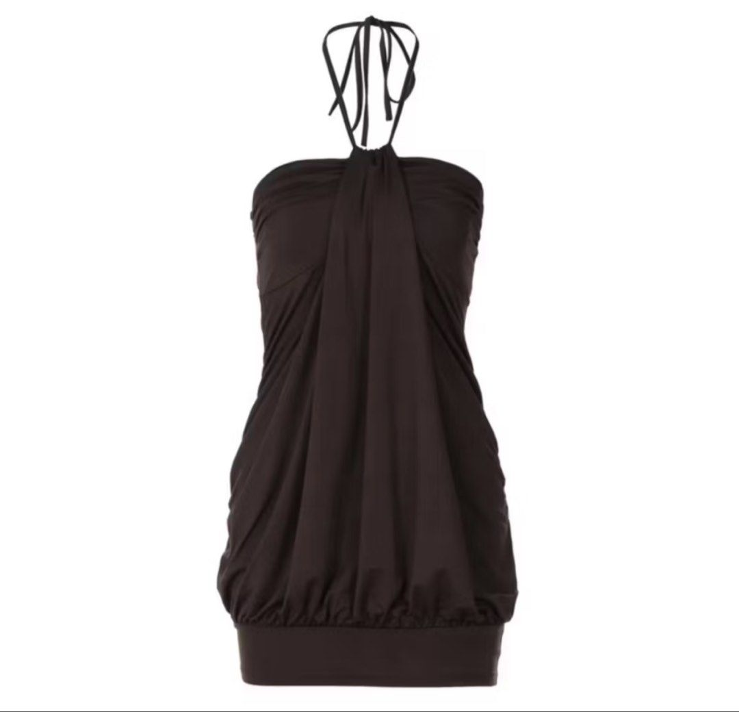 Halter Neck Draped Mini Layered Lantern Dress (Category: Dresses) located in Mandaluyong City. Submitted by bayline999 (Listing ID 1466337172, Image 1). Description: available sizes: s-l.