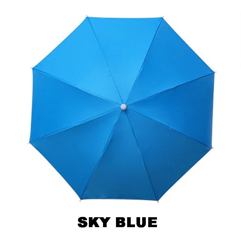 Hands-Free Rainbow Head Umbrella Sun Rain Hat Cap (Category: Hats & Beanies) located in Zaragoza. Submitted by sherree1281 (Listing ID 1466475718, Image 1). Description: Rainbow head umbrella for fishing, gardening, or outdoor sports. Keeps hands totally free while protecting from sun and rain. Measures 52cm across when open and 35cm folded down. Made from durable polyester with silver glue coating for UV protection. Weighs only 110g. Elastic hea