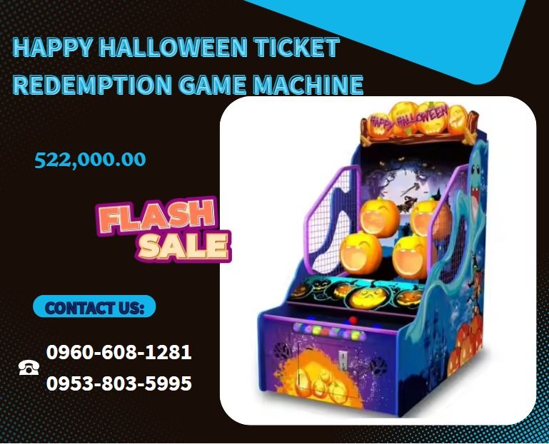 Happy Halloween Ticket Redemption Game Machine (Category: Everything Else Others) located in Caloocan City. Submitted by happystorm_d41630 (Listing ID 1466357647, Image 1). Description: ●Model No.: CP-C106 ●Size:102*167*205cm ●Weight: 210KG ●Power: 150W ●Player:1 Player .