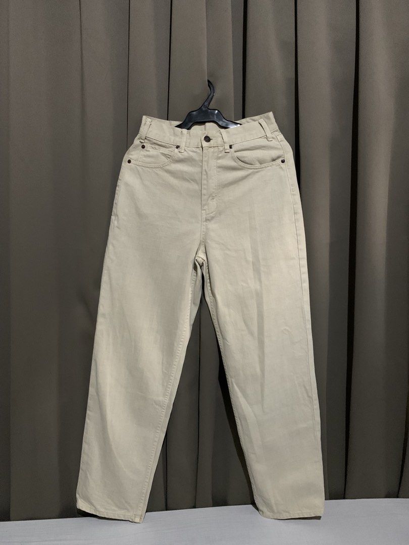 Hard Denim - Khaki (Category: Jeans) located in Manila. Submitted by belleflor (Listing ID 1466419038, Image 1). Description: Engineered from a tough, thick cotton denim twill, these pants offer that classic, rigid feel that holds its shape perfectly. Combining the rugged durability of high-quality denim with a versatile khaki hue, they bridge the gap between durable workwear and clean streetwear. .