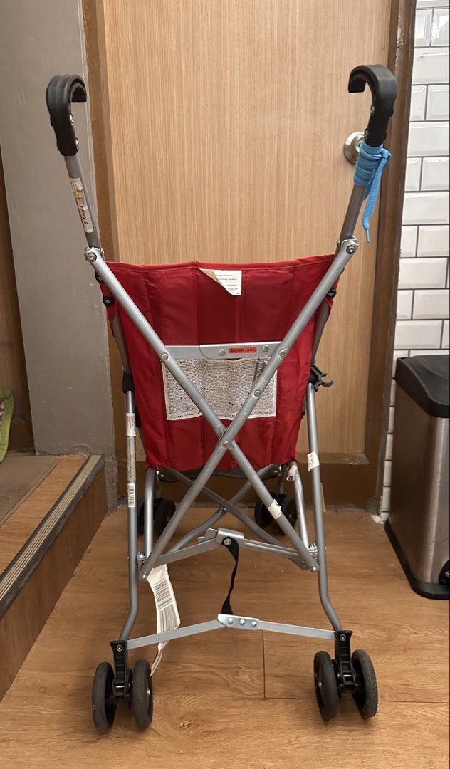 Hauck red umbrella stroller lightweight baby buggy (Category: Strollers) located in Quezon City. Submitted by k_prelovedpieces (Listing ID 1466395103, Image 2). Description: - Bright red Hauck umbrella stroller with a sleek silver frame - Compact fold design, easy to fit in car boots and public transport - Secure harness straps for child safety - Clean, bright fabric with minimal wear on handles and wheels - Ideal daily pusher for quick errands a
