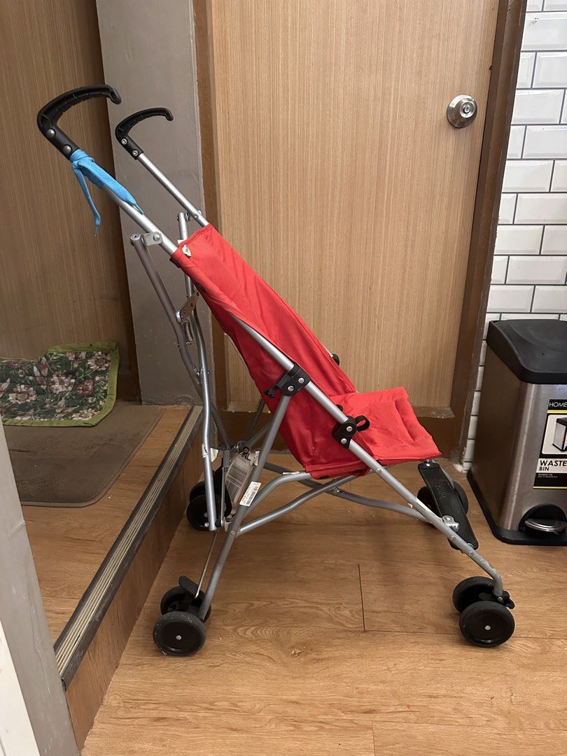 Hauck red umbrella stroller lightweight baby buggy (Category: Strollers) located in Quezon City. Submitted by k_prelovedpieces (Listing ID 1466395103, Image 3). Description: - Bright red Hauck umbrella stroller with a sleek silver frame - Compact fold design, easy to fit in car boots and public transport - Secure harness straps for child safety - Clean, bright fabric with minimal wear on handles and wheels - Ideal daily pusher for quick errands a
