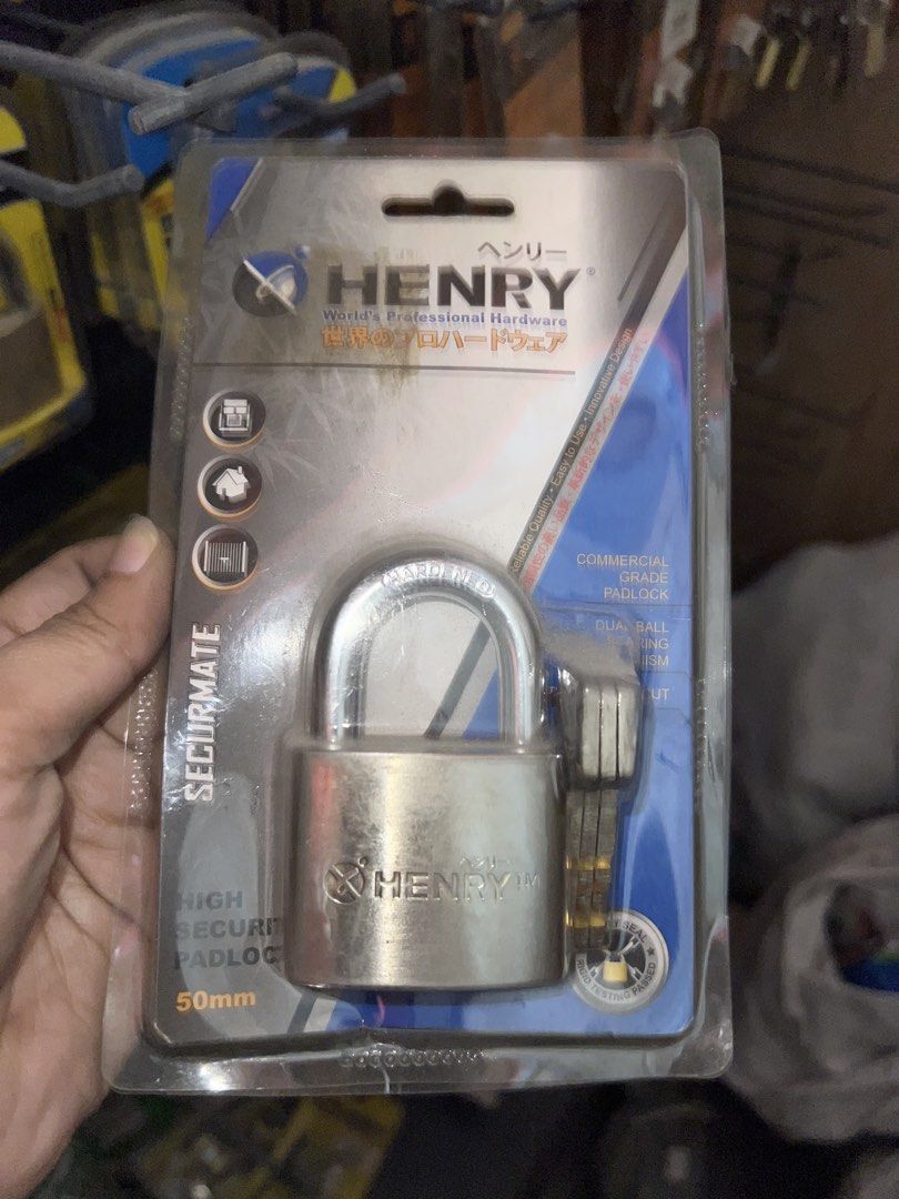 Henry and mmt padlock (sale) (Category: Locks, Doors & Gates) located in Paranaque City. Submitted by pilipinashop (Listing ID 1466414008, Image 2). Description: Price starts at 110 Brand new Sale mt306 30mm - 110 henry 50mm - 300 / 500 henry 30mm - 170 .