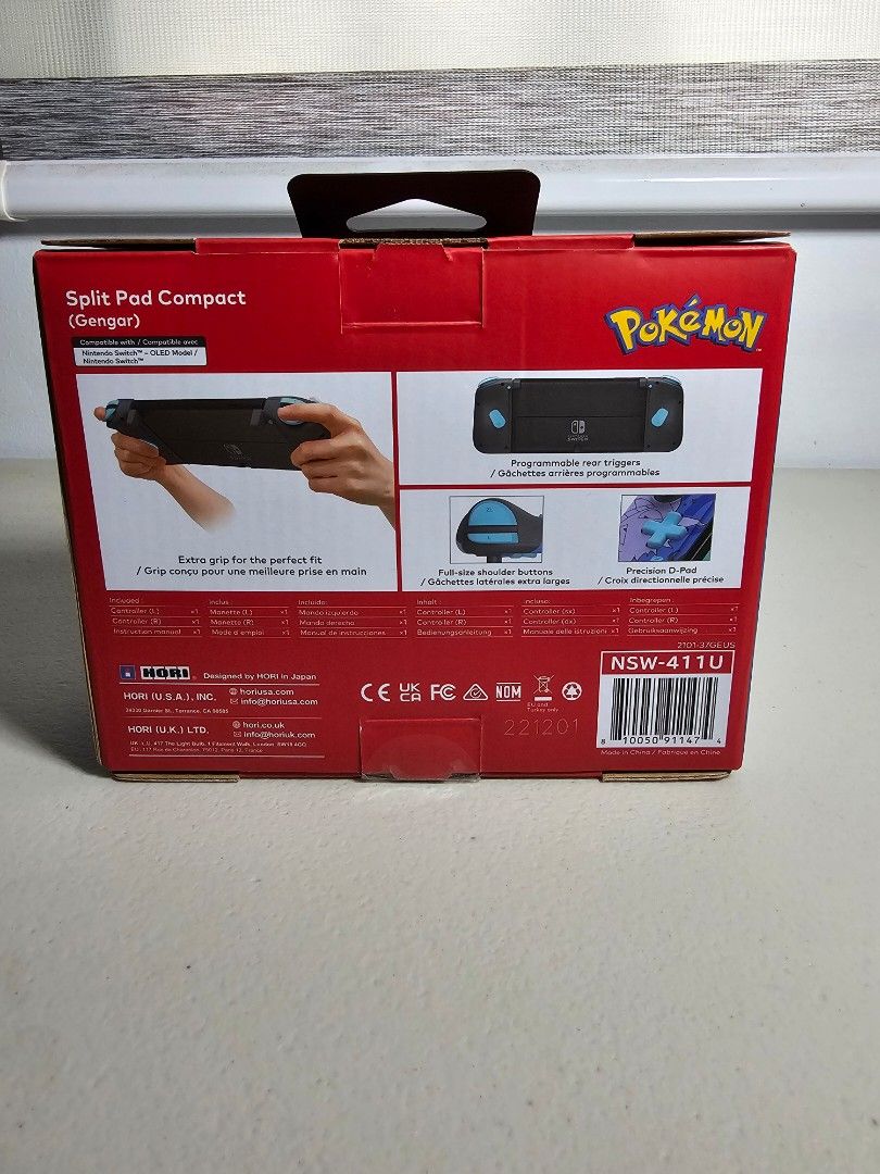 HORI Split Pad Compact Pokémon Gengar Nintendo Switch Controller (Category: Controllers) located in Sariaya. Submitted by smileph (Listing ID 1466469095, Image 2). Description: - Authentic HORI Split Pad Compact for Nintendo Switch and OLED models - Comfortable ergonomic grip shape for long gaming sessions - Equipped with programmable rear triggers and turbo functions - Complete with original box and plastic blister tray - Opened for testing.