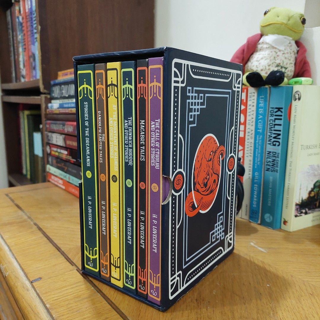 H.P. Lovecraft Collection Box Set (Category: Storybooks) located in Angeles City. Submitted by eve.vienna (Listing ID 1466529632, Image 1). Description: H.P. Lovecraft Collection Box Set hardcover - brand new Titles: The Call of Cthulhu, Macabre Tales, The Dunwich Horror, At the Mountains of Madness, The Randolph Carter Tales, and Stories of the Dreamlands. MOP: GCASH / MAYA MOD: J&T.