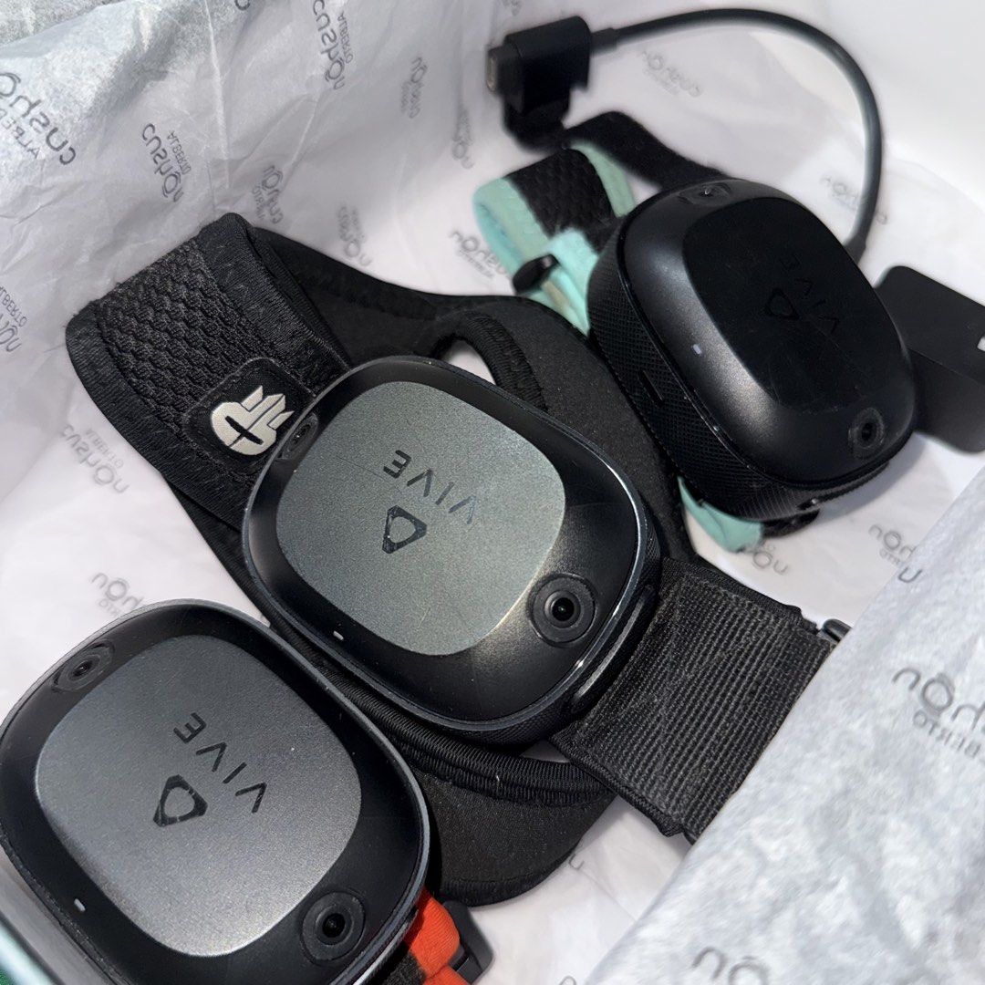 HTC Vive Ultimate Tracker 3-pack with Straps and Dongle (Category: Virtual Reality) located in Sultan Kudarat. Submitted by yusraaph (Listing ID 1466489095, Image 1). Description: - Complete HTC Vive full body tracking setup - Includes 3 trackers, mounting straps, and USB wireless dongle - Clean condition and fully functional - Great upgrade for VRChat and full body VR games - Rerady to use out of the box.