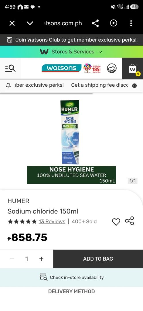 Humer Nasal Sea Water 150ml (Category: Face Care) located in Makati City. Submitted by thisisanne (Listing ID 1466422890, Image 1). Description: Humer Nasal Sea Water 150ml New sealed Sellling 650, SRP 850 Excess bought Makati.