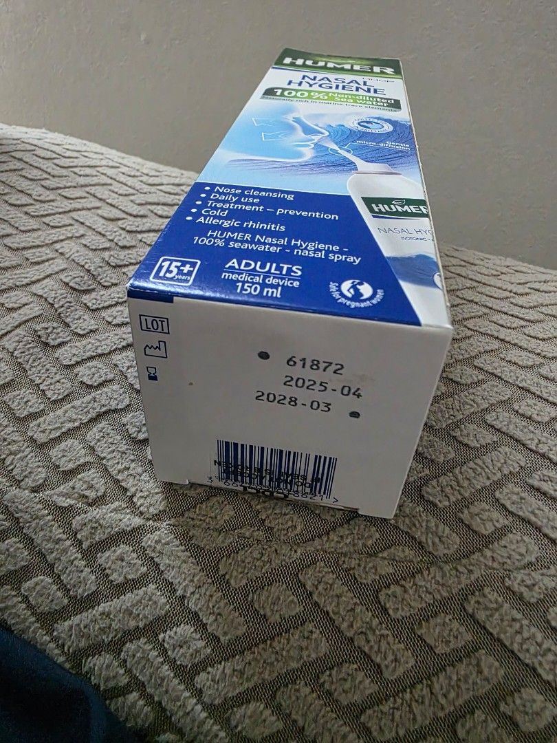 Humer Nasal Sea Water 150ml (Category: Face Care) located in Makati City. Submitted by thisisanne (Listing ID 1466422890, Image 2). Description: Humer Nasal Sea Water 150ml New sealed Sellling 650, SRP 850 Excess bought Makati.