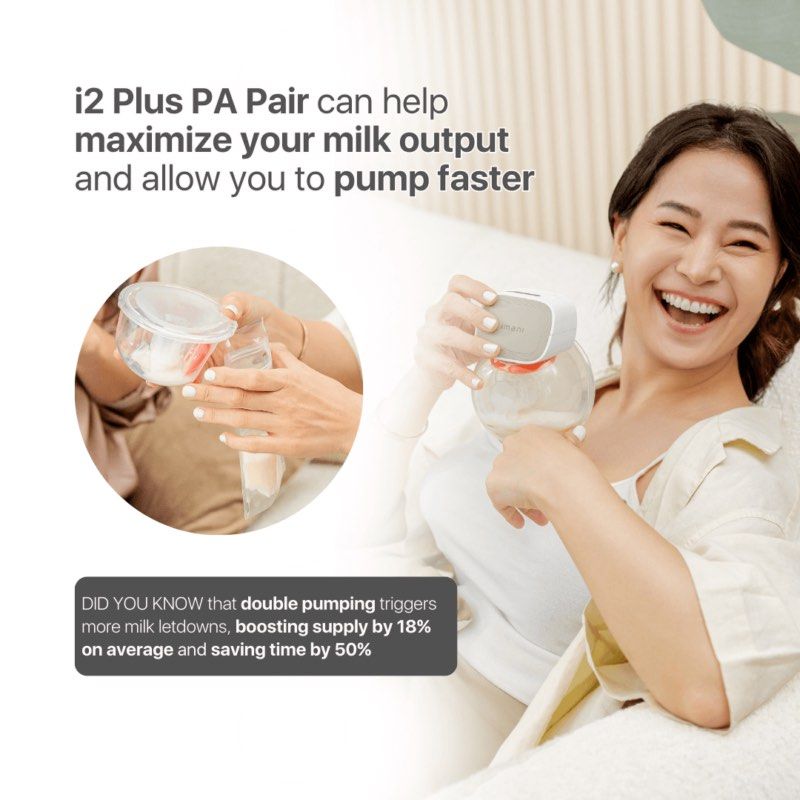 Imani I2 Plus double wearable breastpump PA (with dock) (Category: Breastfeeding & Bottle Feeding) located in Valenzuela. Submitted by joancc993 (Listing ID 1466476423, Image 2). Description: Rfs: Stop pumping.
