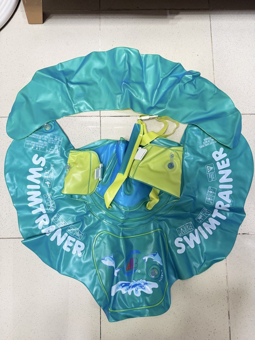 Intex Mushroon Floater and Orzbow Swim Trainer Pool Float (Category: Water Sports) located in Taguig. Submitted by 4e_fam_finds (Listing ID 1466385891, Image 2). Description: - Authentic Intex swim trainer float for toddlers - Fun green and blue colorway with dolphin graphics - Adjustable safety straps and secure buckle closures for a snug fit - Designed to help kids learn swimming basics safely - Comes complete with original packaging box Bundle
