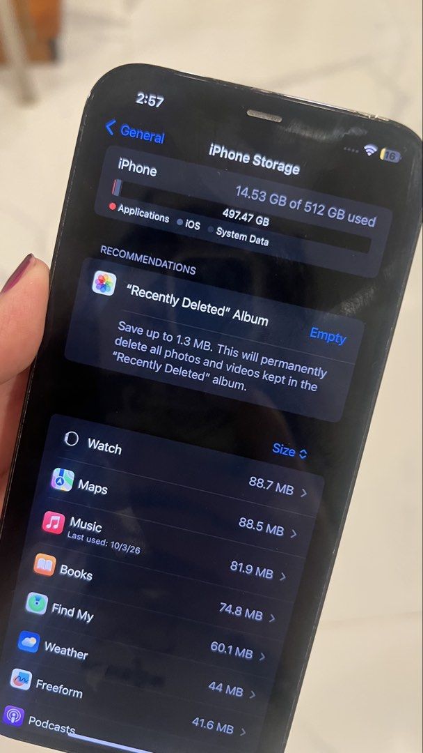 iPhone 12 promax - 512gb (Category: iPhone 12 Series) located in Antipolo. Submitted by puga13 (Listing ID 1466446754, Image 3). Description: - Model: iPhone 12 Pro Max - Color: Pacific Blue - Storage Capacity: 512GB (Huge storage for all your files and media) - Condition: Speakers requires repair as it isn’t as loud anymore - Battery Health: 72% (Service recommended) - Meetup Available: Antipolo area.