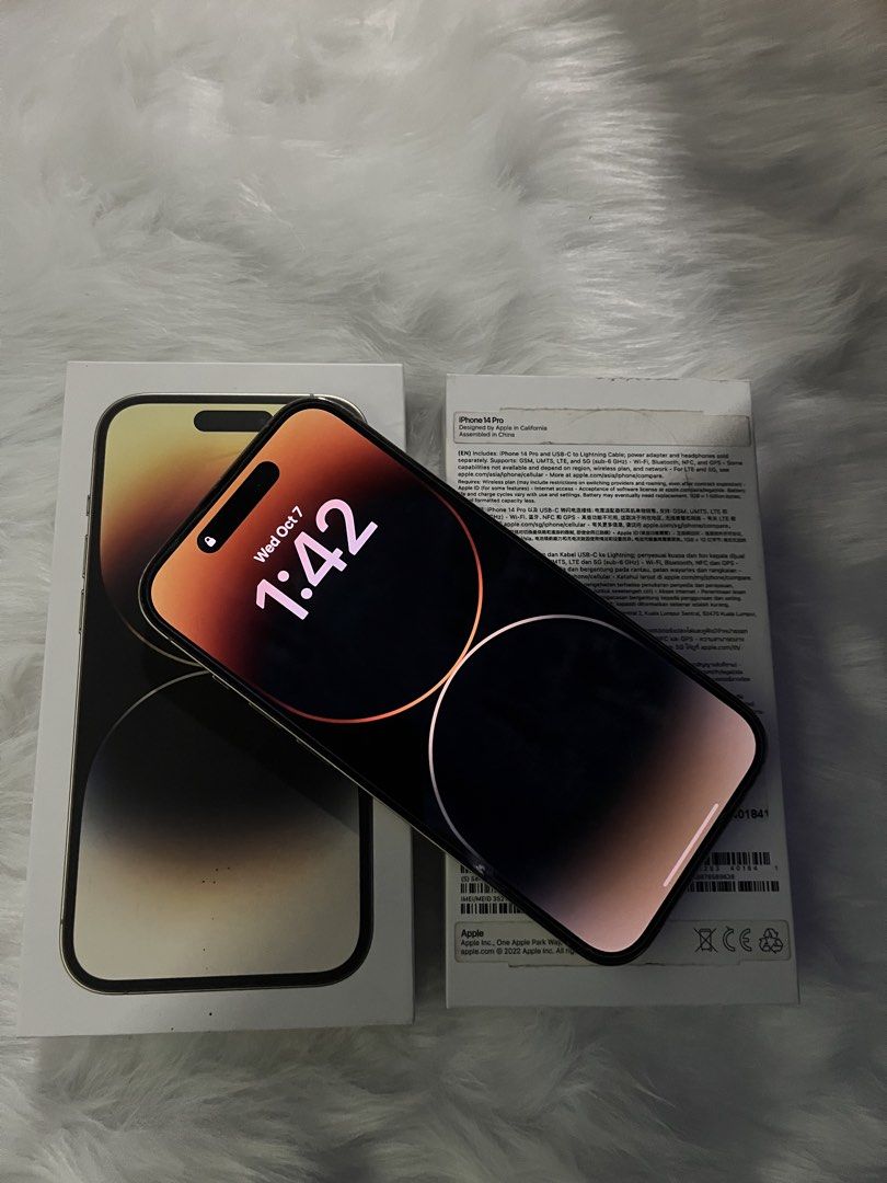 IPHONE 14 PRO 128GB (Category: iPhone 14 Series) located in Manila. Submitted by fsecret26577539 (Listing ID 1466448707, Image 2). Description: iPhone 14 PRO 128GB GOLD ‼️ ✅no issue ✅NTC APPROVED ZPA VARIANT ✅80% bh (orig) ✅fu (anysim) ✅truetone and face id ✅unli reset and check ✅orig all parts no history of repair ✅with orig box same imei and orig cord 📍MEET UP / LBC / LALAMOVE (vc first).