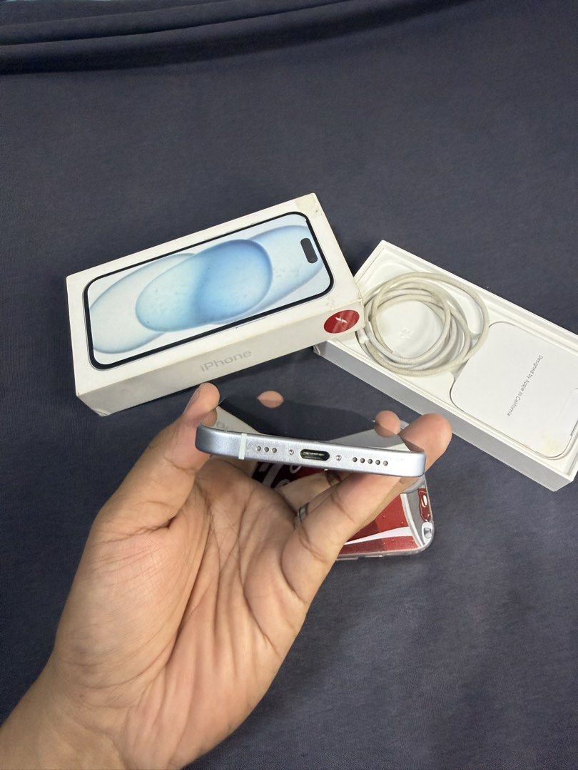 iphone 15 (Category: iPhone 15 Series) located in Manila. Submitted by vinzegeno53851 (Listing ID 1466341785, Image 3). Description: - Model: iPhone 15 (Blue) - Condition: Excellent, well-maintained -Isue dents nasa picture na Negotioable naman para sa issue pm lng - Inclusions: Complete with original box and charging cable - Freebie: Includes a stylish protective case - Meetup Locations: SM North, SM Fairview, SM Novaliches, Nova Mall, and Kai M