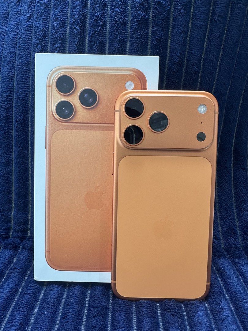 iPhone 17 Pro Max 512gb FU (NTC approved) (Category: iPhone 17 Series) located in San Juan City. Submitted by NAM_Gadgets (Listing ID 1466416795, Image 1). Description: For sale or swap Price: 69,999 iPhone 17 Pro Max 512gb Factory unlocked any sim Orange 92% battery health 348 Cc 💯 face id working 💯 true tone working 💯 no issue 💯 no defect 💯 all working Inclusion: Box (same serial) Cord Case Tempered glass Cod with charge fee!.
