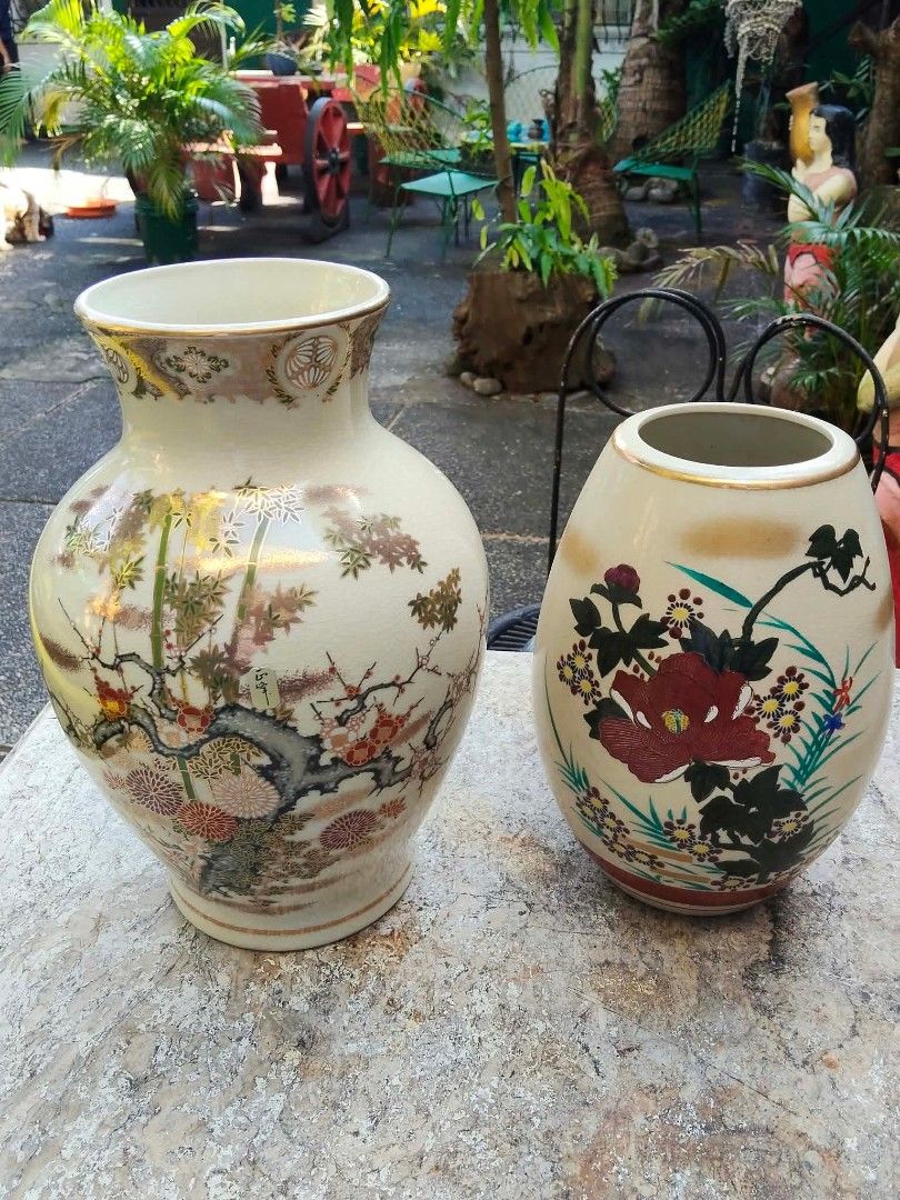 Japanese Ceramic Vases with Original Wooden Boxes (Category: Vases & Decorative Bowls) located in Caloocan City. Submitted by kaymatias (Listing ID 1466408317, Image 2). Description: - Authentic traditional Japanese ceramic vases (set of 2) - Beautifully painted floral and landscape patterns with gold trim rims - Includes original matching wooden storage boxes with handwritten kanji on lids - Excellent decorative pieces to elevate any home interi