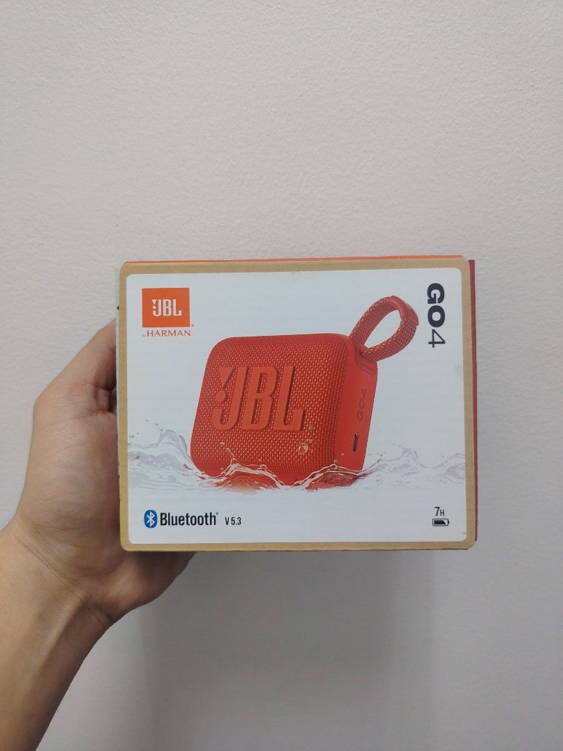 JBL GO 4 Portable Bluetooth Speaker Red (Category: Soundbars, Speakers & Amplifiers) located in Paranaque City. Submitted by jjmm01 (Listing ID 1466470890, Image 1). Description: - Authentic Red JBL GO 4 portable Bluetooth speaker - Ultra-compact design with a convenient built-in loop strap - Stable Bluetooth v5.3 connectivity - IP67 waterproof and dustproof rating for outdoor use - Up to 7 hours of playtime + extra hours with Playtime Boost - Co