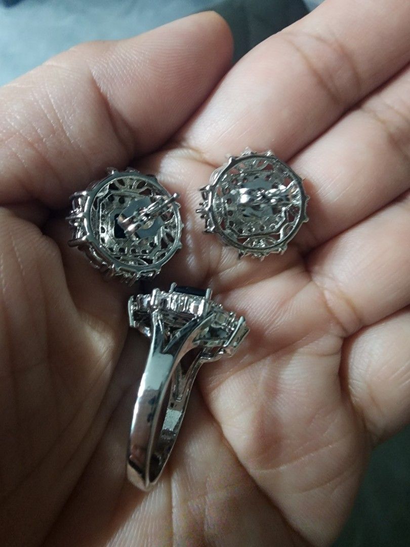 JEWELRY SET (whitegold plated setting) (Category: Precious Stones) located in Manila. Submitted by chrinathalie (Listing ID 1466365970, Image 3). Description: guaranteed sparkly and tarnish resistant plated with real rhodium and whitegold Dia design.