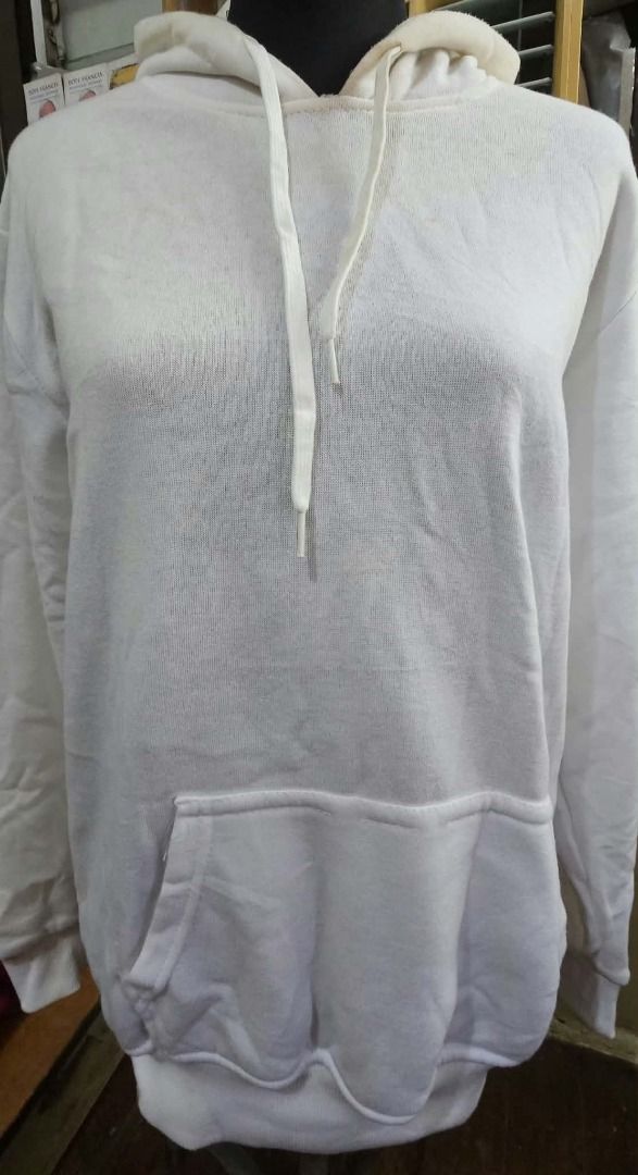 Just Designs Plain White Pullover Hoodie (Category: Hoodies) located in Manila. Submitted by mwnadala (Listing ID 1466488420, Image 3). Description: Color: White Shoulder Width: 20in Length: 26in Condition: Used Reason for Selling: Decluterring Meet Up Location: LRT 2 V. Mapa Station, Kalentong Market, 7 Eleven Amia Skies V. Mapa, Our Lady of Lourdes Hospital and surrounding areas Issues: Off white color that can be improved by washing Features: 
