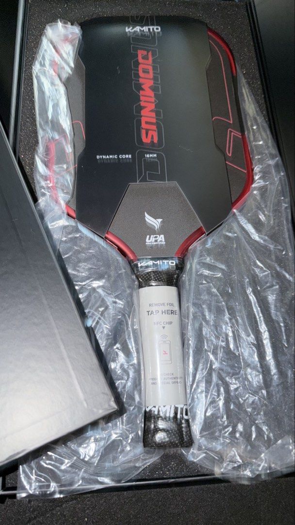 Kamito Dominus Pickleball Paddle 16mm (Category: Racket and Ball Sports) located in Manila. Submitted by sneakspxxks (Listing ID 1466403164, Image 3). Description: - Brand: Kamito Dominus Pickleball Paddle - Condition: Brand new, still wrapped in factory plastic - Core: 16mm dynamic core for great control and power - Dimensions: Length 418 mm, width 190 mm, handle length 145 mm, grip circumference 103 mm - Certification: UPA Pro certified - Authe