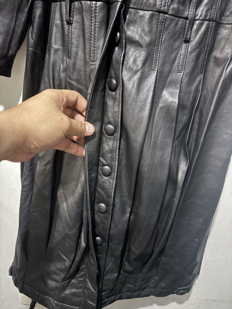 Kenzo Paris Leather Dress Coat (Category: Coats, Jackets and Outerwear) located in Makati City. Submitted by ThriftedGoods (Listing ID 1466477414, Image 3). Description: Feel free to ask for more detailed photos In excellent condition No issues Length-36 Width-21.