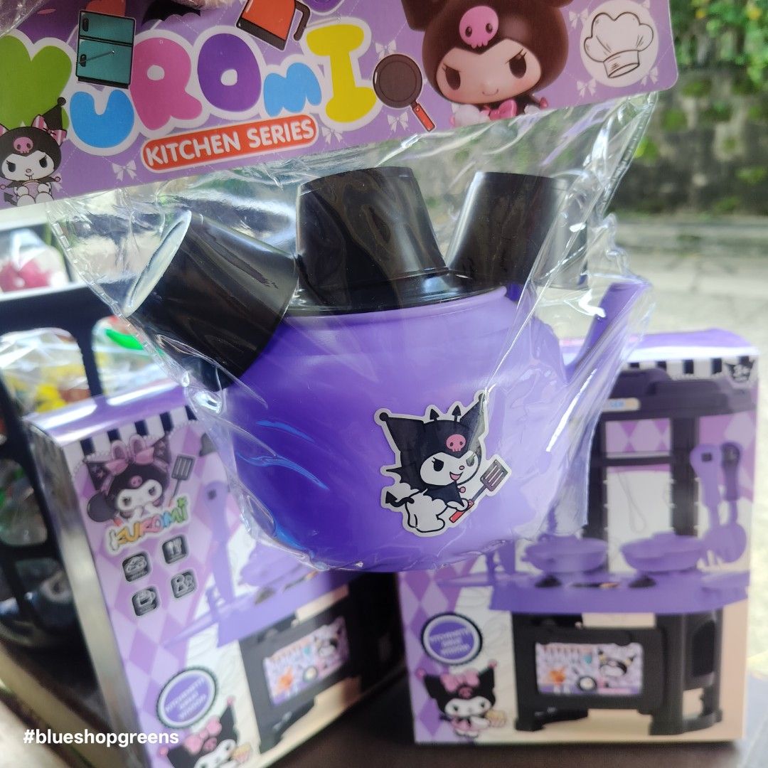 Kuromi Kitchen Series Toy Tea Set Play Set (Category: Kids Toys) located in Antipolo. Submitted by blueshopvintage (Listing ID 1466496558, Image 2). Description: - Sanrio Kuromi kitchen-themed toy set - Features stylish purple and black colorway - Includes a decorative teapot with Kuromi graphics and matching small cups - Brand new in original plastic packaging with themed header card - Perfect gift idea for young fans and pretend play enthusiast