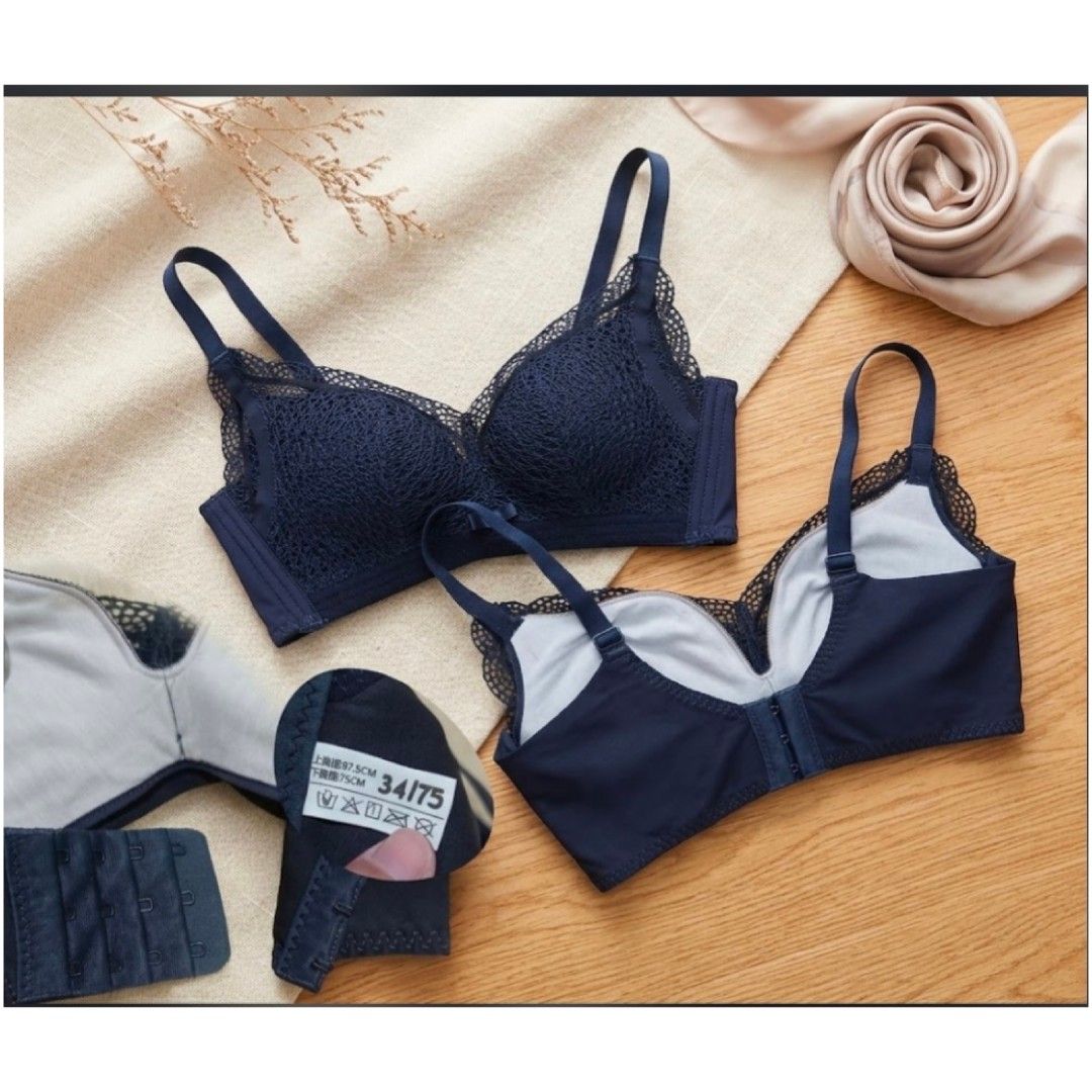 🌸Lace Padded Bra (Size 34/75) -19 (Category: Undergarments & Loungewear) located in Santa Cruz. Submitted by gie_thrift_shop (Listing ID 1466490232, Image 1). Description: 🌸Lace Padded Bra (Size 34/75) 🪻Elegant and comfortable lace bra in deep navy blue. Lightly padded cups for natural shape and support 🪻Adjustable straps and hook-back closure for a perfect fit. ✨ Features: 📏Size: 34/75 🎨 Color: Gray 🤍Soft inner lining for comfort 🤍Beauti