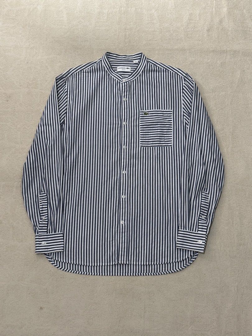 Lacoste Chinese Collar Buttondown Longsleeves (Category: Formal Shirts) located in Angeles City. Submitted by luigisells (Listing ID 1466414446, Image 1). Description: Size M on tag fits L 29x20 Excellent Condition Issue/s: none MOP: Gcash or Bank Transfer Courier: J&t Express.