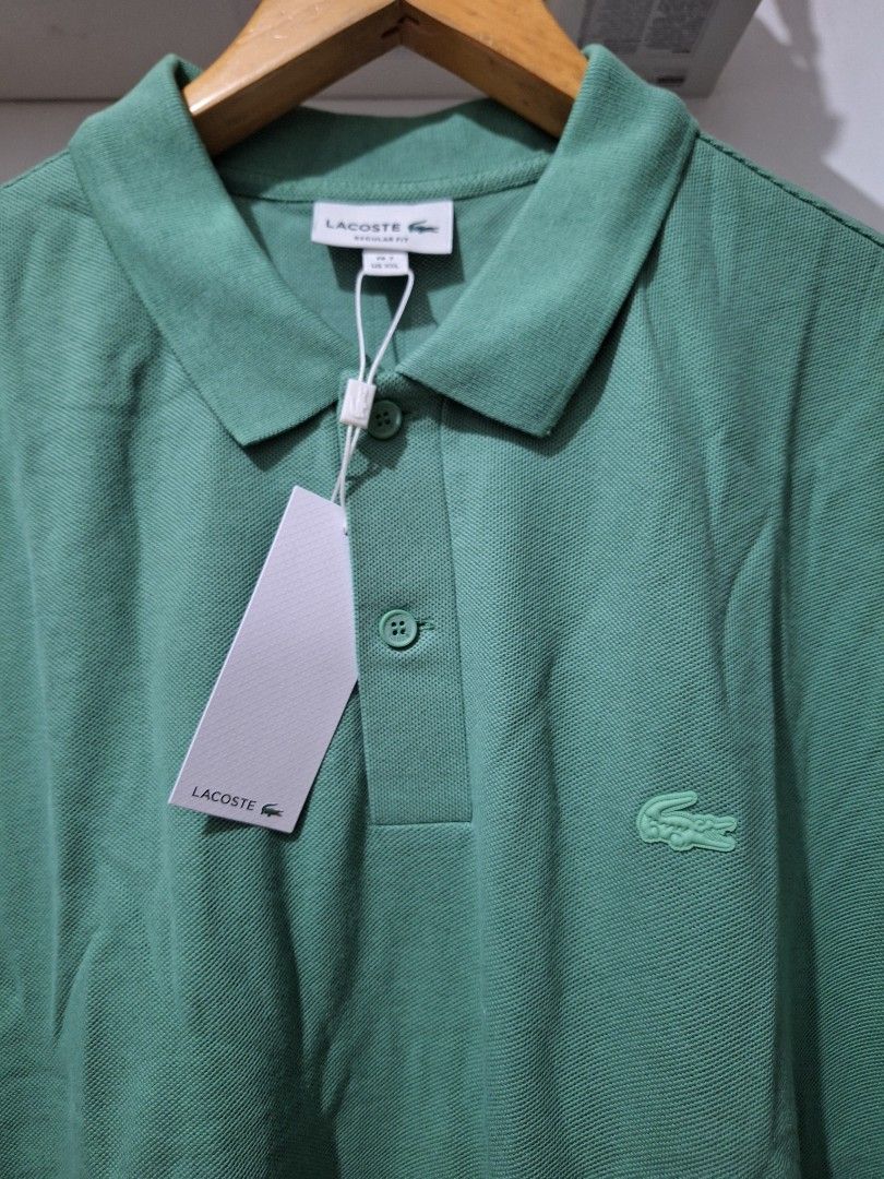 Lacoste regular fit poloshirt xxl (Category: Tshirts & Polo Shirts ) located in Muntinlupa City. Submitted by kstefanomela14 (Listing ID 1466502655, Image 2). Description: brandnew legit no issue lacoste light green poloshirt rubber logo xxl - 23.5 x 30 cod cop lbc lalamove j&t.