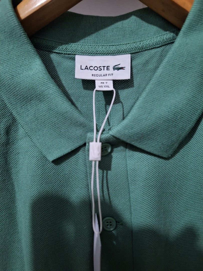 Lacoste regular fit poloshirt xxl (Category: Tshirts & Polo Shirts ) located in Muntinlupa City. Submitted by kstefanomela14 (Listing ID 1466502655, Image 3). Description: brandnew legit no issue lacoste light green poloshirt rubber logo xxl - 23.5 x 30 cod cop lbc lalamove j&t.
