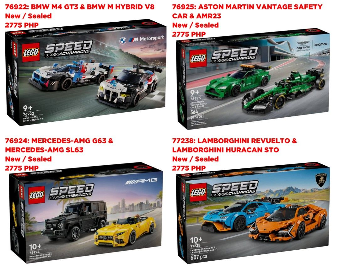 LEGO SPEED CHAMPIONS BATCH 1 (Category: Lego & Building Sets) located in Quezon City. Submitted by pupaj (Listing ID 1466454861, Image 1). Description: LOCATION: Batasan QC area SHIPPING: Via Grab / Lalamove / GoGo Xpress / LBC / ABest Express / J&T Buyer can suggest other shipping options upon negotiation Shipping fee c/o buyer MODE OF PAYMENT: Via BDO / GCash / Maya / Maribank / COD Item is cross-posted PM for inquiries.