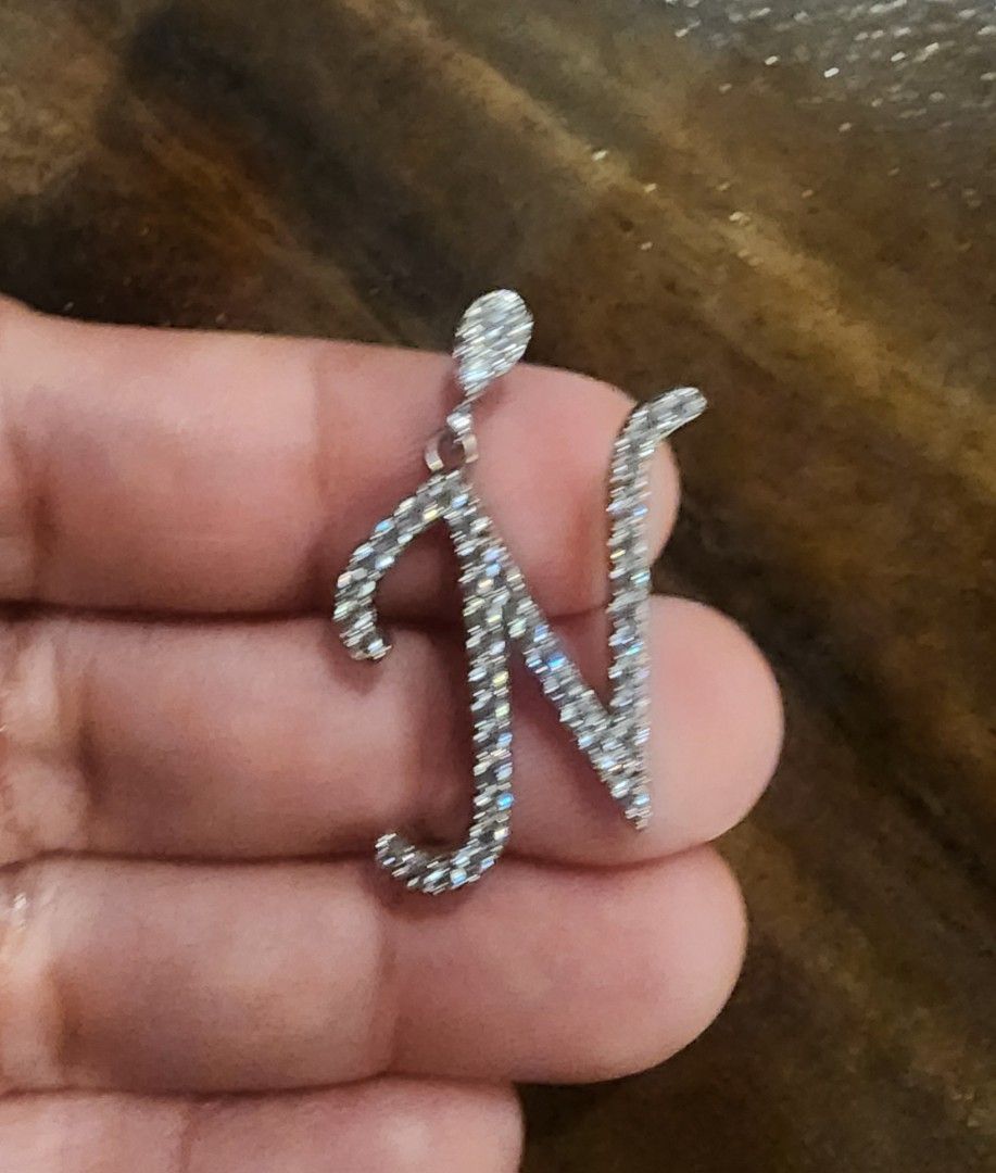 LETTER PENDANT "N" (Category: Charms) located in Manila. Submitted by chrinathalie (Listing ID 1466368980, Image 1). Description: high grade zircon setting is rhodium- whitegold plating item is tarnish resistant.