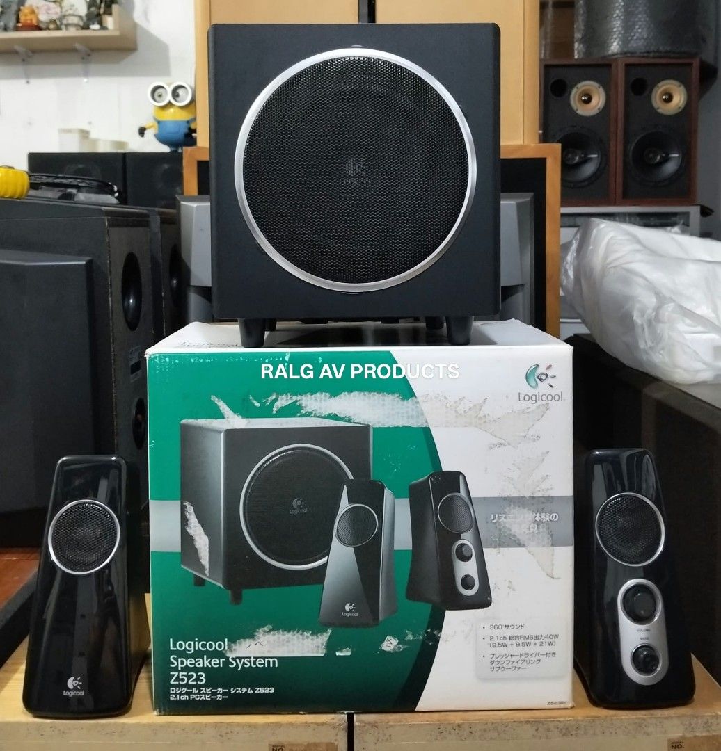 Logitech Logicool Speaker System Z523 2.1ch (Category: Soundbars, Speakers & Amplifiers) located in Bulacan. Submitted by ronald277077025 (Listing ID 1466501308, Image 2). Description: - Logitech Z523 2.1 speaker system (black) - Includes powerful subwoofer and two satellite speakers - Convenient volume and bass control - knobs located on the right satellite - Delivers great sound output for desktop audio or media setups - Original retail box inc